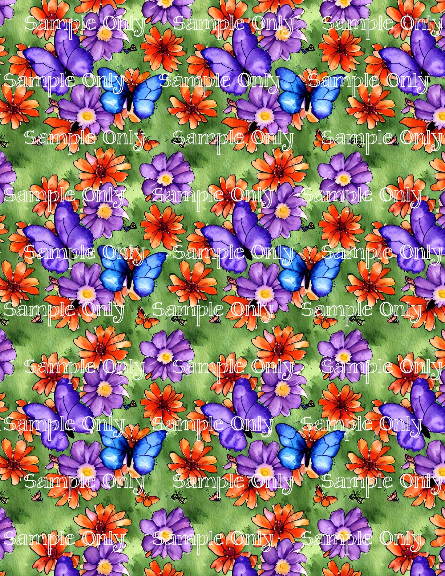 Butterfly and Bright Wild Flowers Floral Image Sheet For Polymer Clay Transfer Decal DIGITAL FILE OR PRINTED BF07