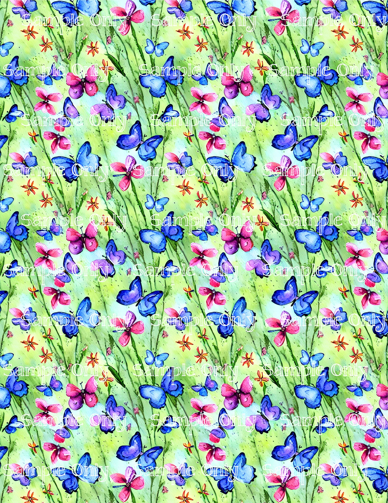 Butterfly wild flower meadow floral image sheet for polymer clay trans