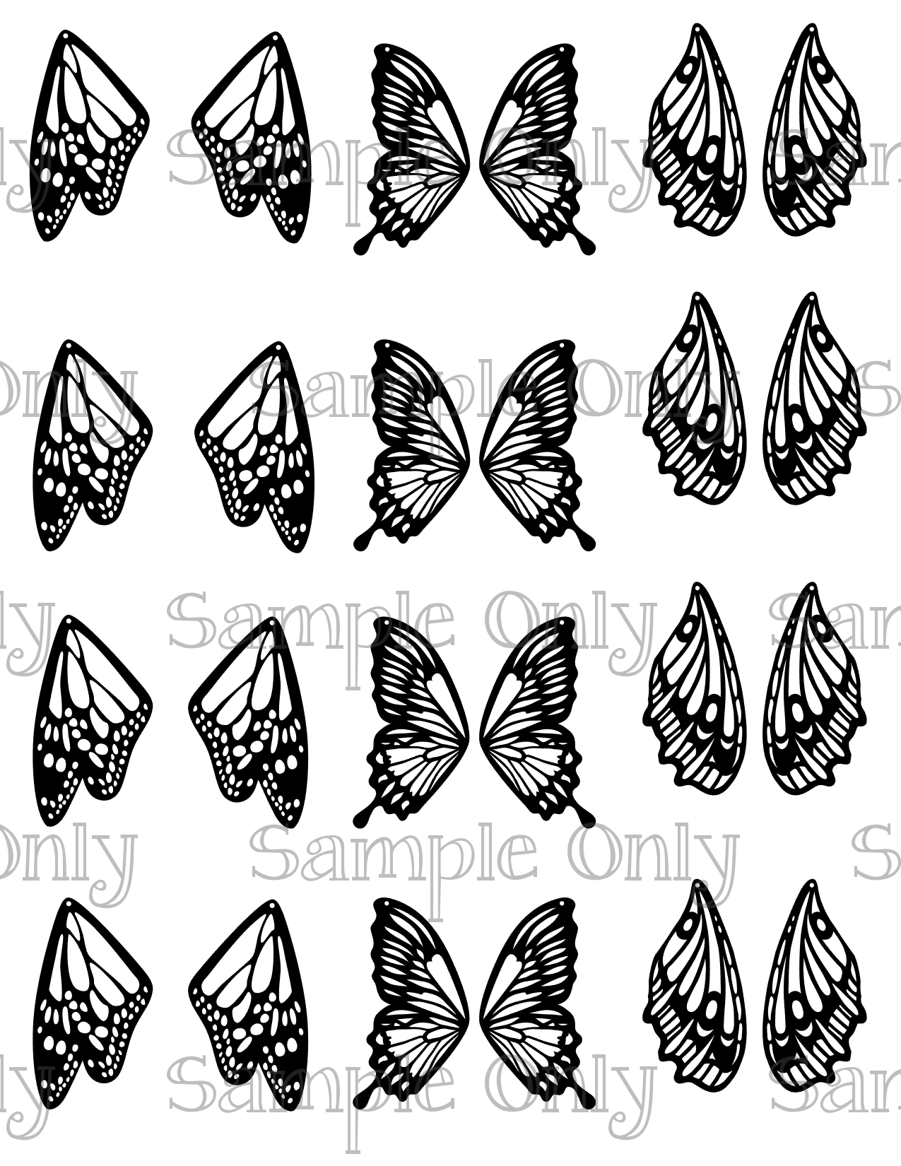 OJC X LLG Butterfly Wings 3 Styles Image For Polymer Clay Transfer Sheet DIGITAL OR PRINTED