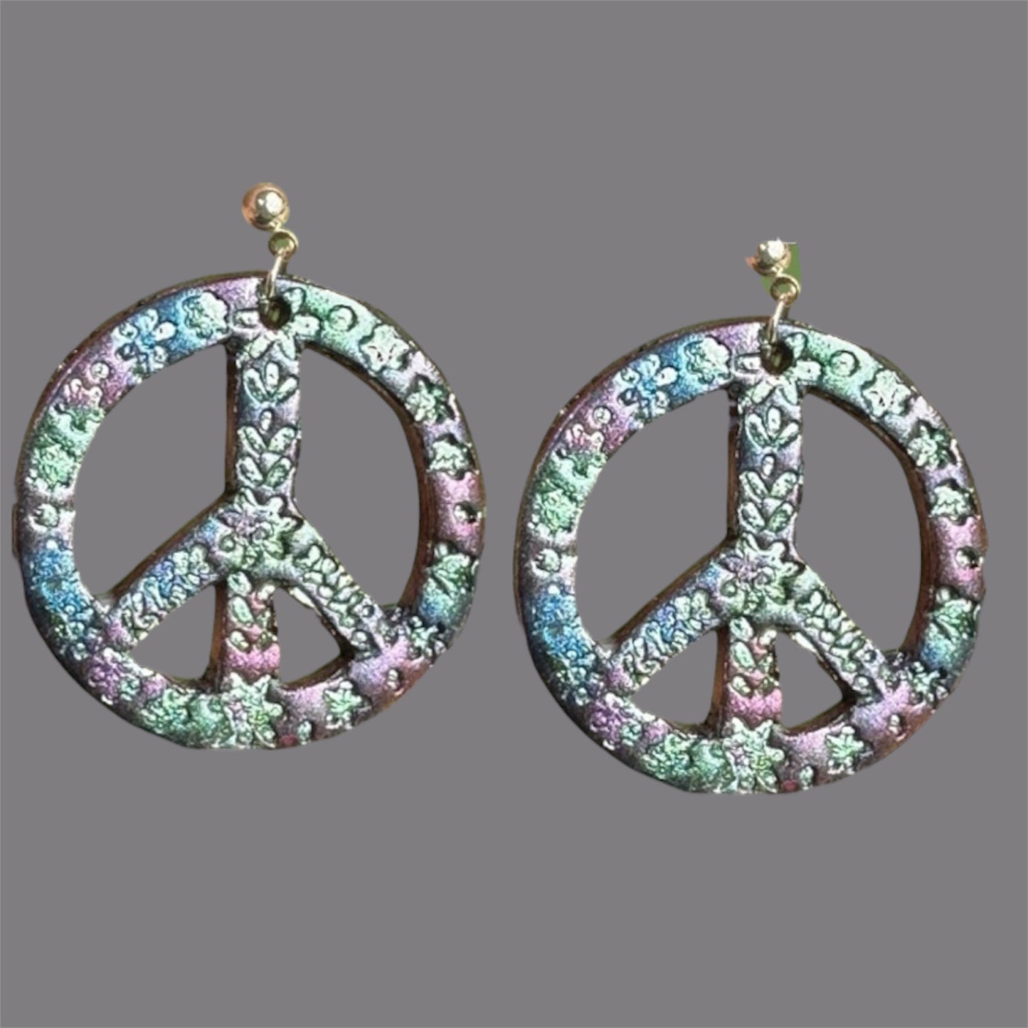 Boho Floral Peace Sign Imprint Polymer Clay Cutter 2 Styles YOU CHOOSE