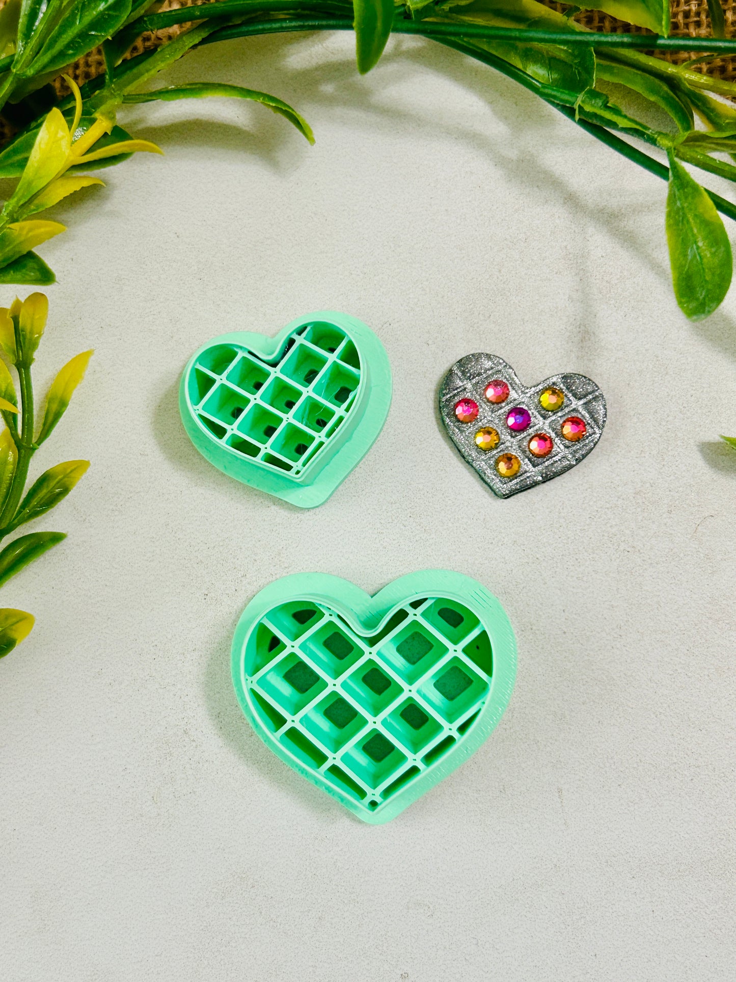 Diamond Patterned Heart Imprint Polymer Clay Cutter Set 6 Sizes YOU CHOOSE