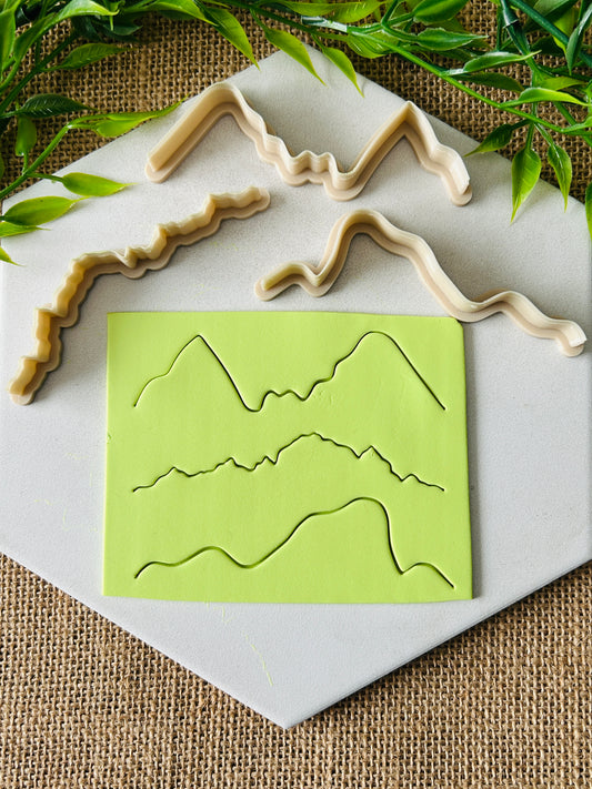3pc Mountain Landscape Polymer Clay Edge Border Cutter Set AGSxLLG