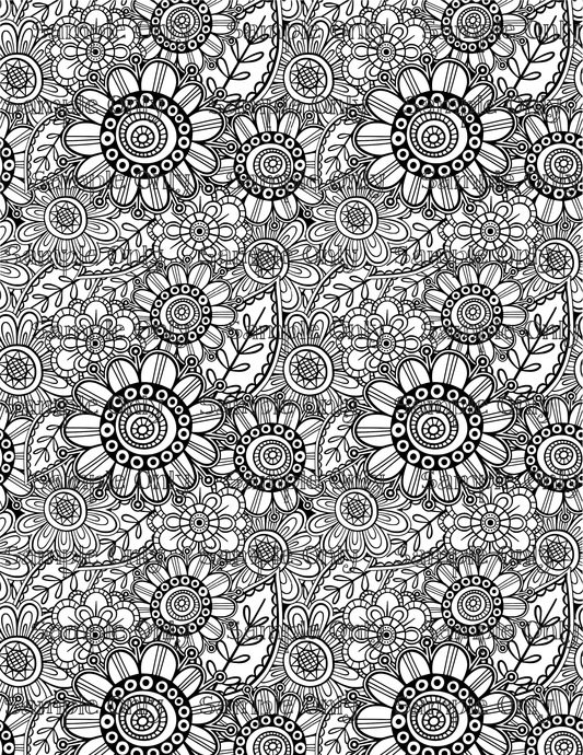 Color Your Own Folk Art Floral 01 Pattern Image Sheet For Polymer Clay Transfer Decal DIGITAL FILE OR PRINTED