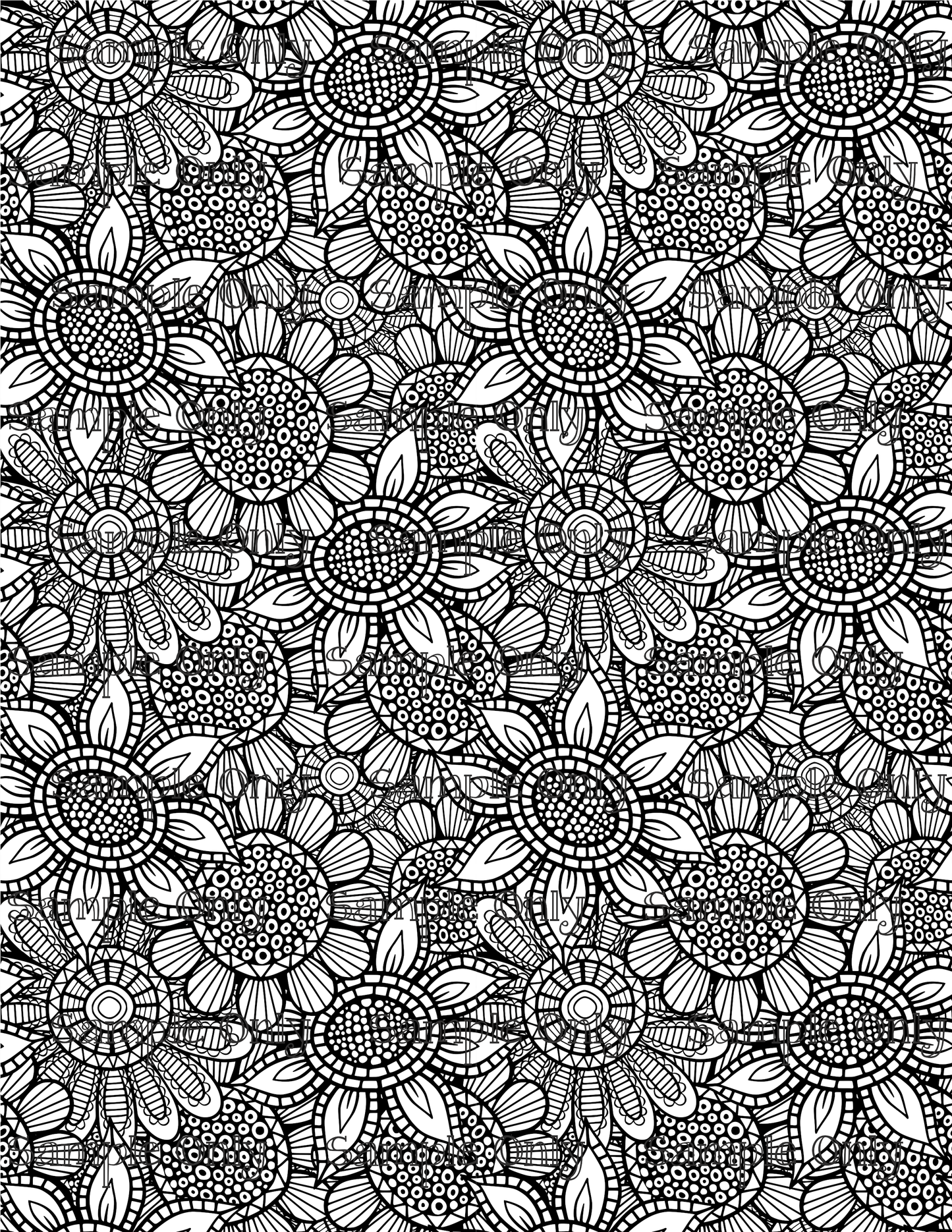 Color Your Own Folk Art Floral 03 Pattern Image Sheet For Polymer Clay Transfer Decal DIGITAL FILE OR PRINTED