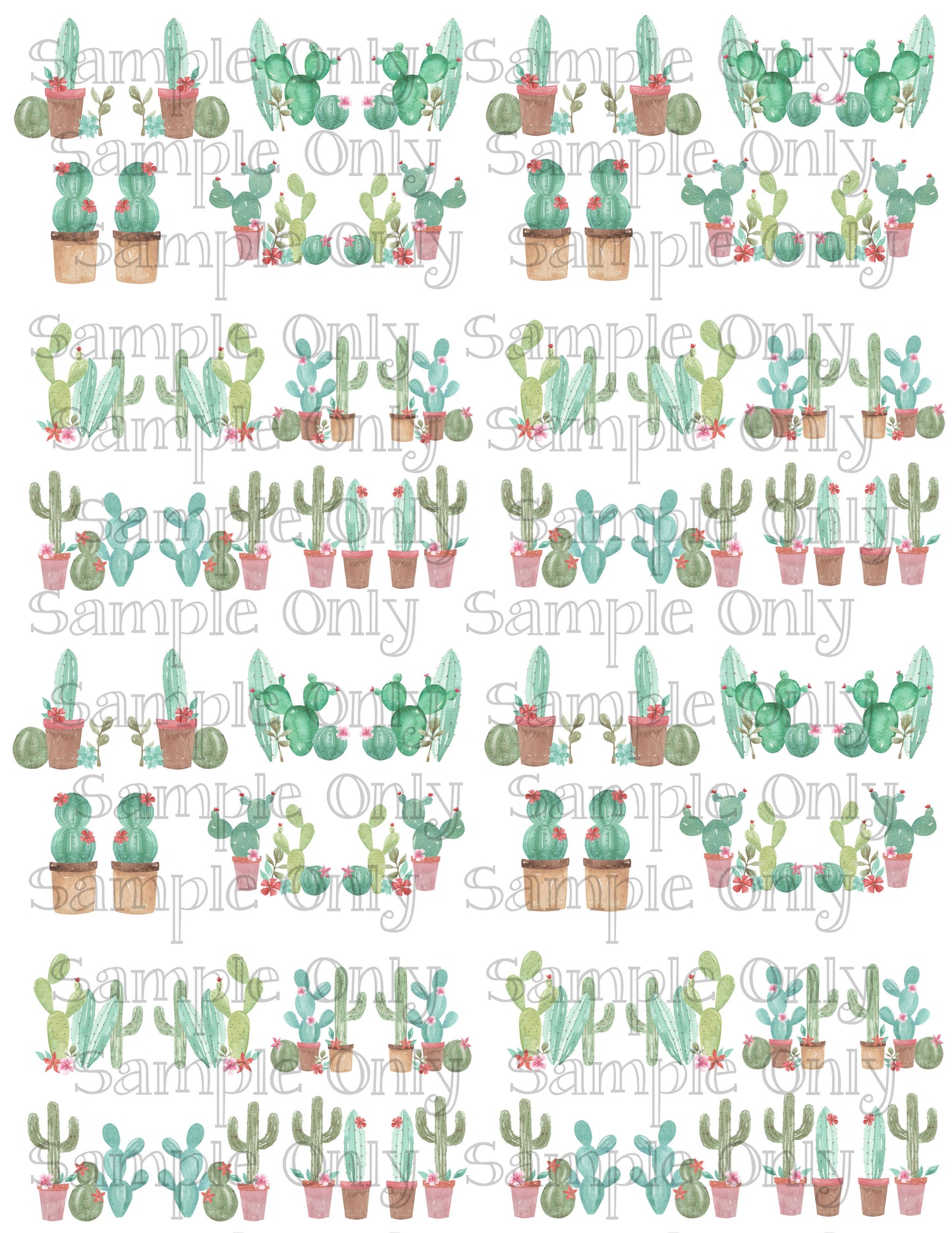 1 Inch Potted Cactus Plant Image Transfer Sheet For Polymer Clay