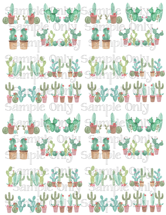 1 Inch Potted Cactus Plant Image Transfer Sheet For Polymer Clay