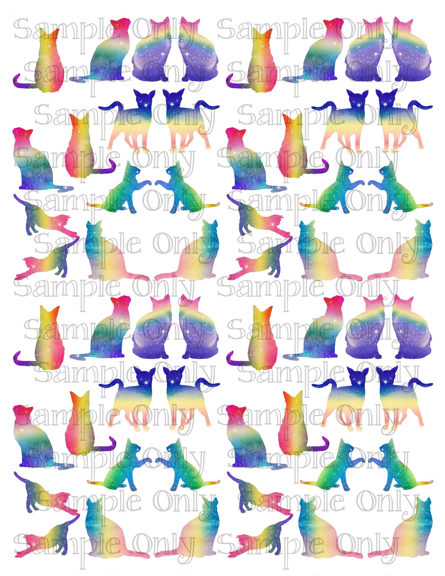 1.25 Inch Rainbow Kitty Cats Image Sheet For Polymer Clay Transfer Decal DIGITAL FILE OR PRINTED