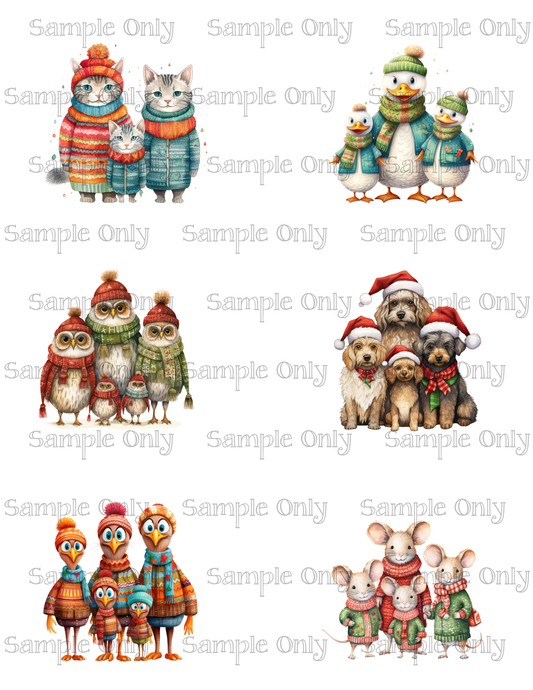 2.5 Inch Animal Families- Assorted 01 Image Sheet For Polymer Clay Transfer Decal DIGITAL FILE OR PRINTED