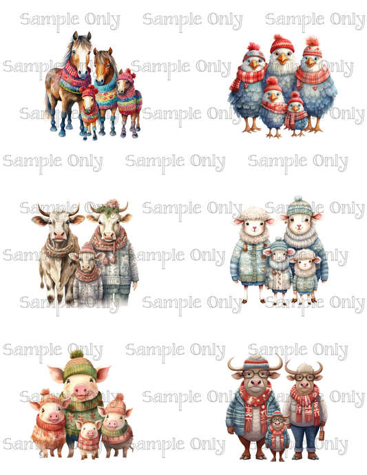 2.5 Inch Animal Families- Farm 03 Image Sheet For Polymer Clay Transfer Decal DIGITAL FILE OR PRINTED