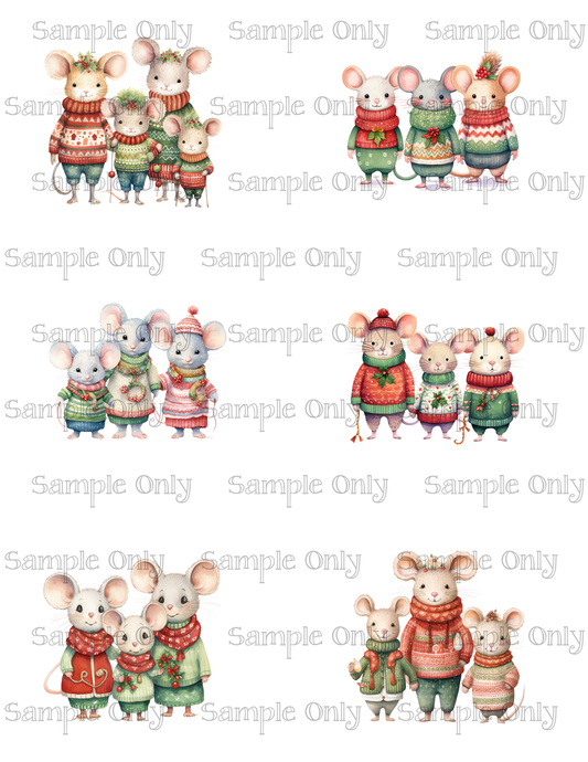 2.5 Inch Animal Families- Mouse 10 Image Sheet For Polymer Clay Transfer Decal DIGITAL FILE OR PRINTED