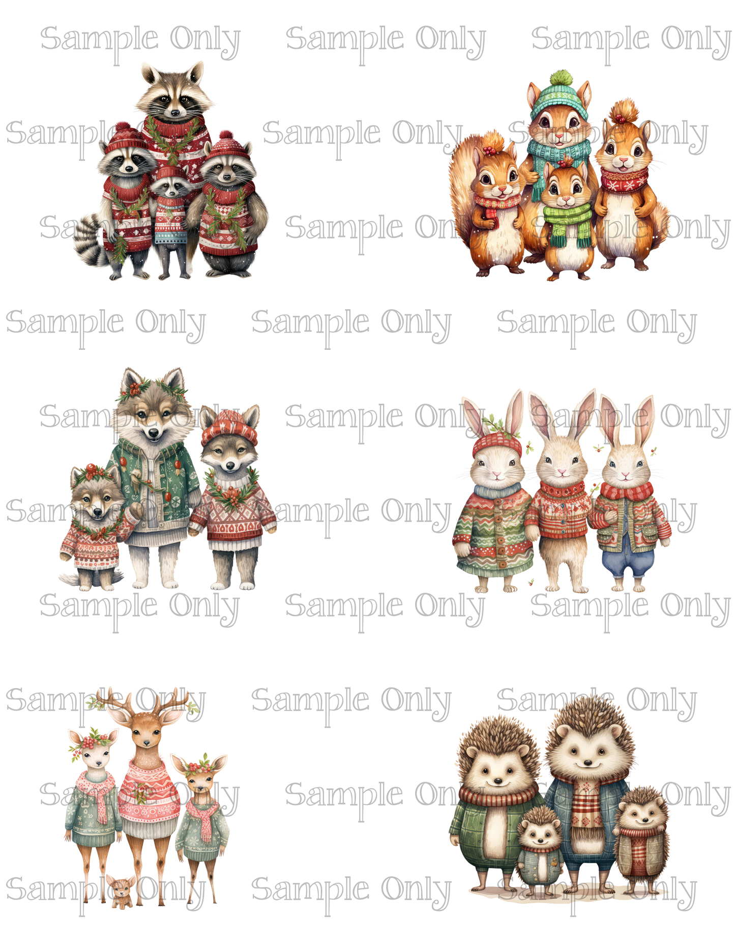 2.5 Inch Animal Families- Woodland Forest 15 Image Sheet For Polymer Clay Transfer Decal DIGITAL FILE OR PRINTED