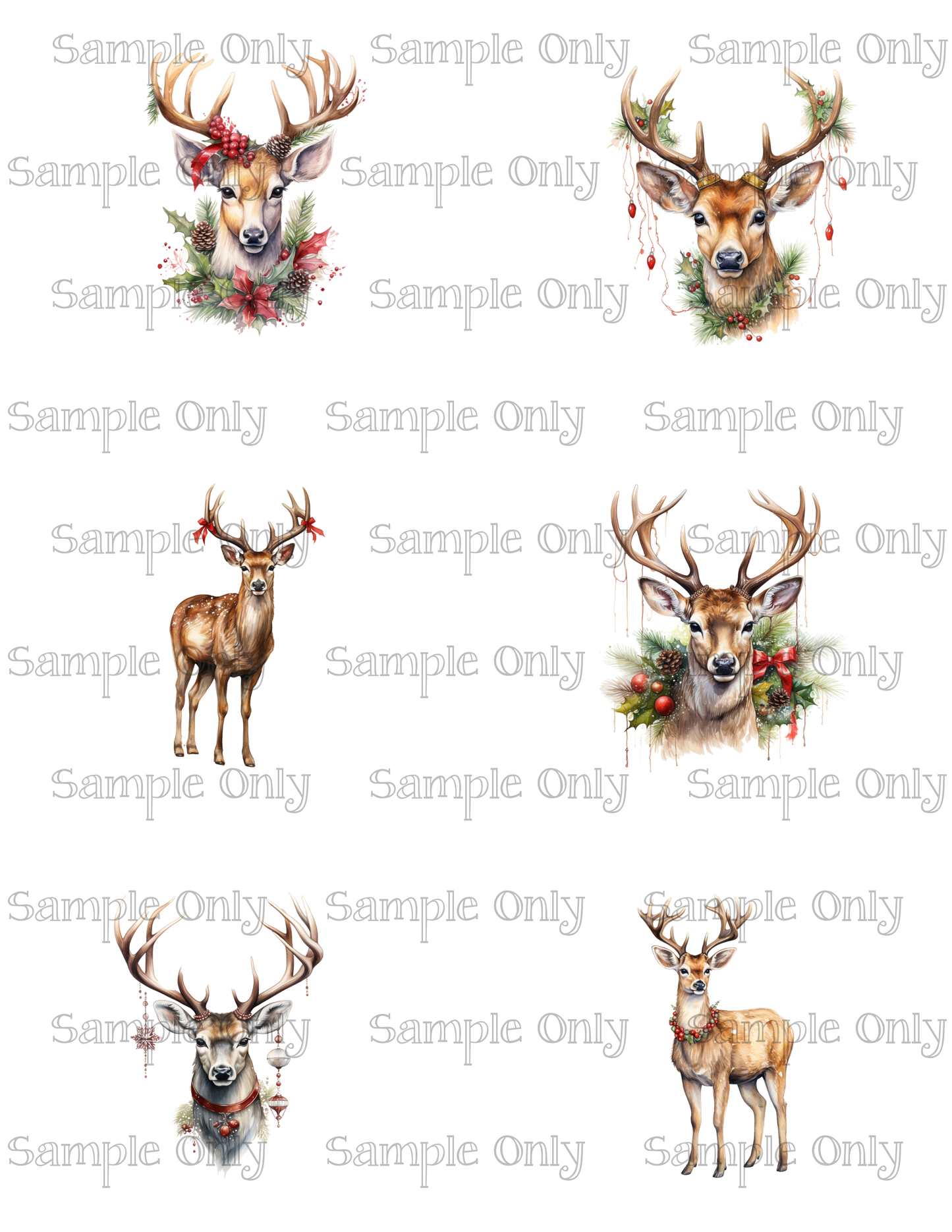 2.5 Inch Deer 02 Image Sheet For Polymer Clay Transfer Decal DIGITAL FILE OR PRINTED