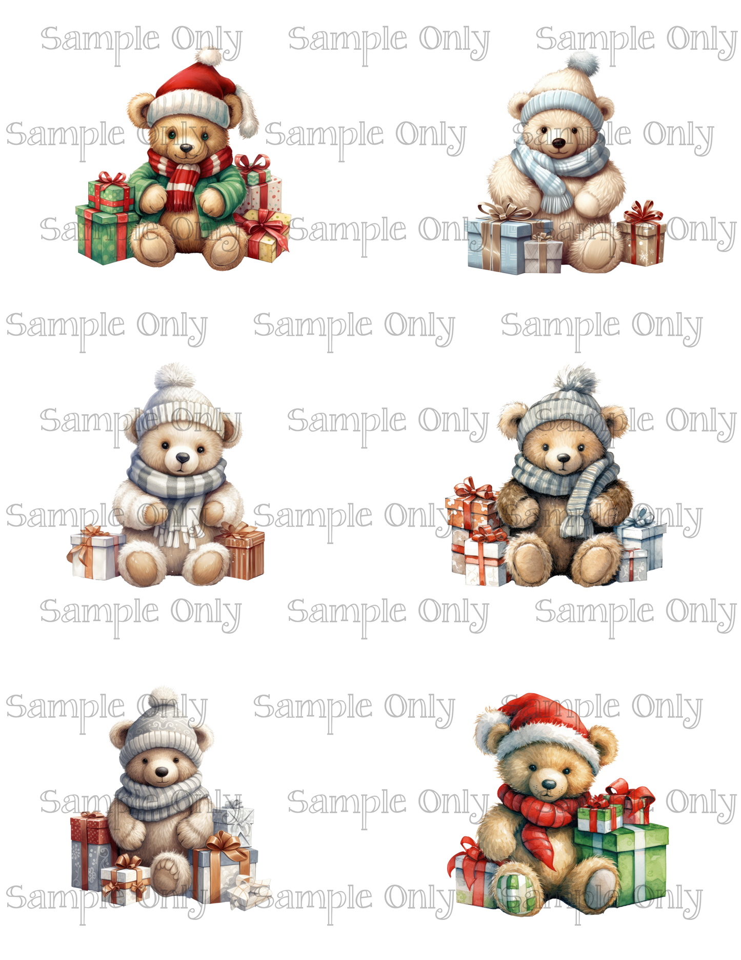 2.5 Inch Teddy Bear 02 Image Sheet For Polymer Clay Transfer Decal DIGITAL FILE OR PRINTED
