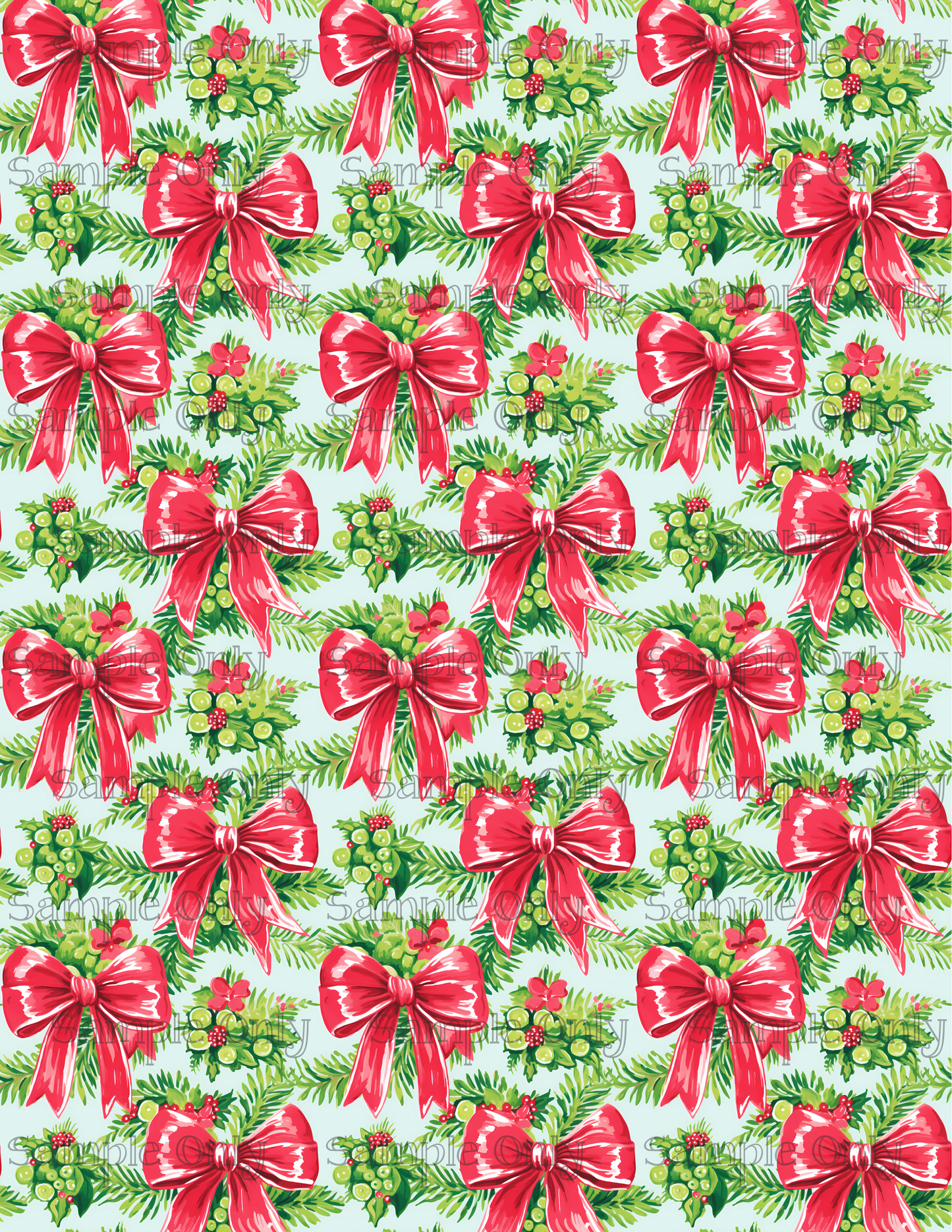 Christmas Bows Pattern Image Sheet For Polymer Clay Transfer Decal DIGITAL FILE OR PRINTED