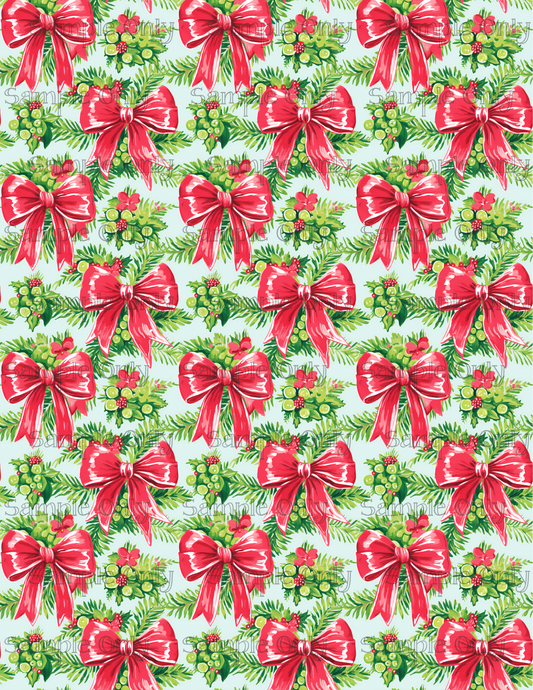 Christmas Bows Pattern Image Sheet For Polymer Clay Transfer Decal DIGITAL FILE OR PRINTED