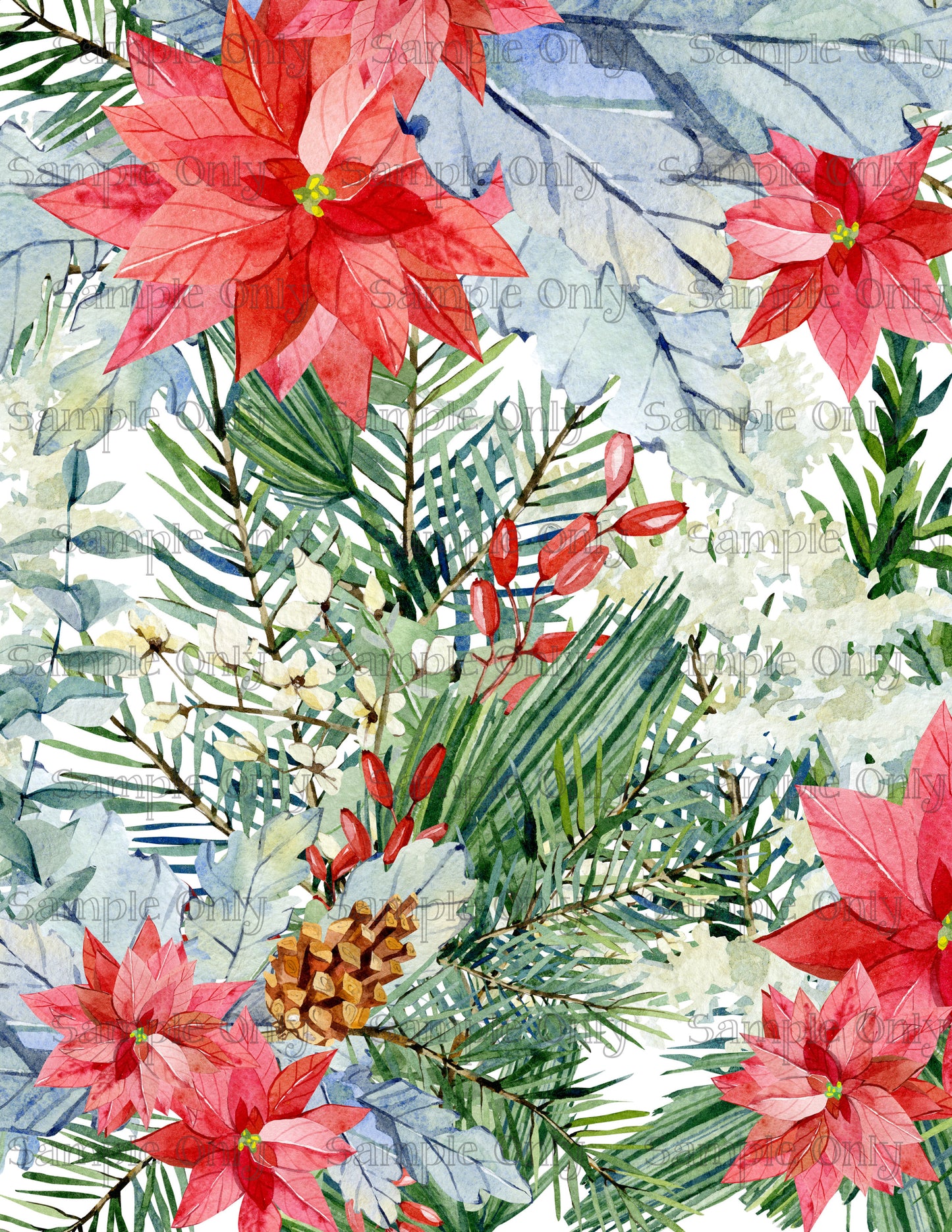 Christmas Floral 11 Image Sheet For Polymer Clay Transfer Decal DIGITAL FILE OR PRINTED