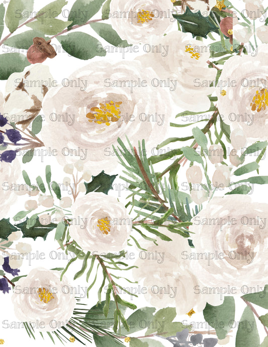 Christmas Floral 08 Image Sheet For Polymer Clay Transfer Decal DIGITAL FILE OR PRINTED