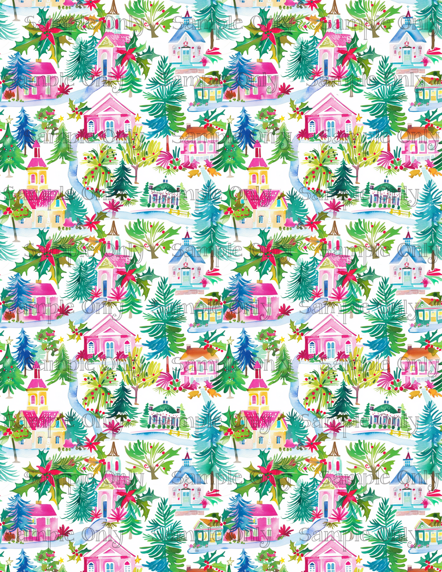 Christmas Houses Style 1 Pattern Image Sheet For Polymer Clay Transfer Decal DIGITAL FILE OR PRINTED