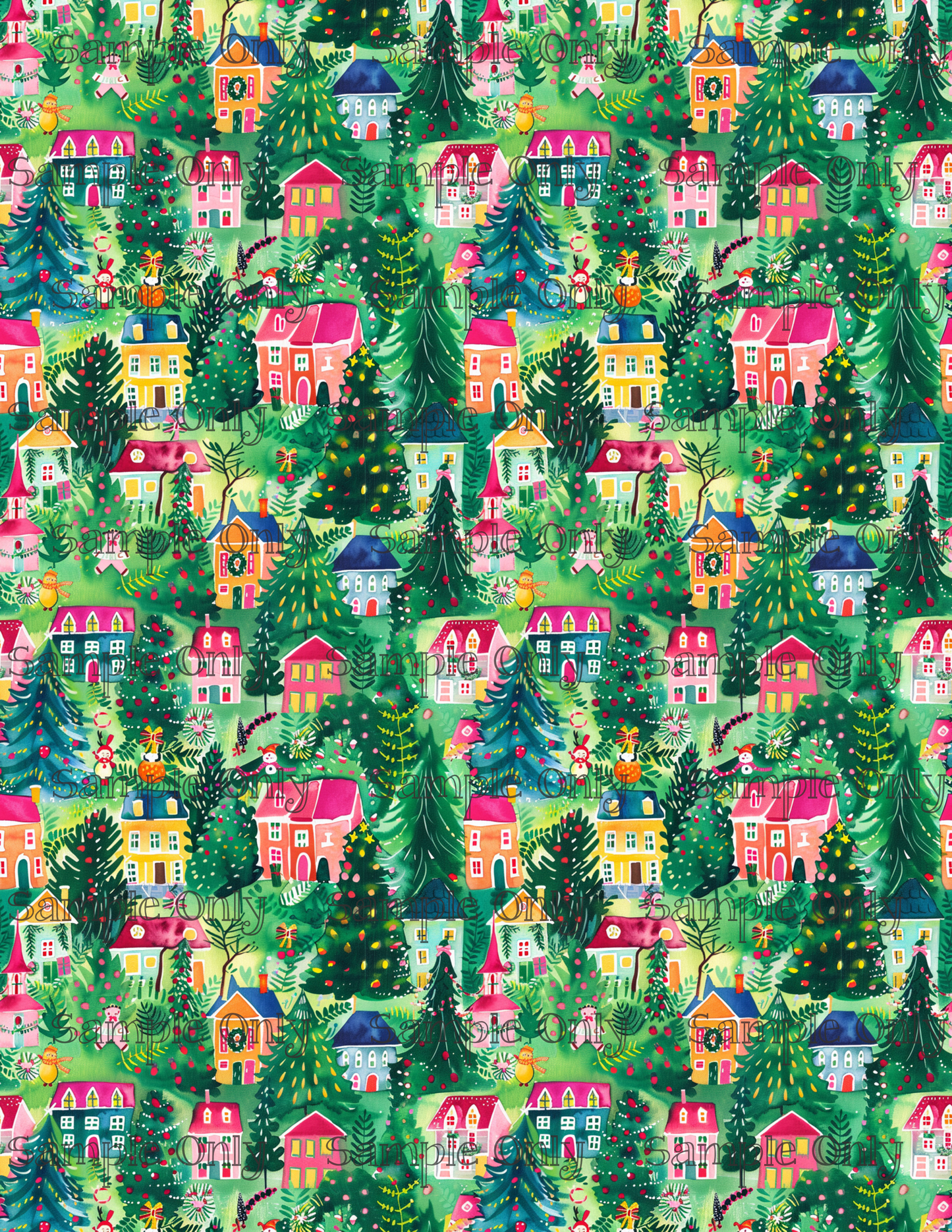 Christmas Houses Style 2 Pattern Image Sheet For Polymer Clay Transfer Decal DIGITAL FILE OR PRINTED