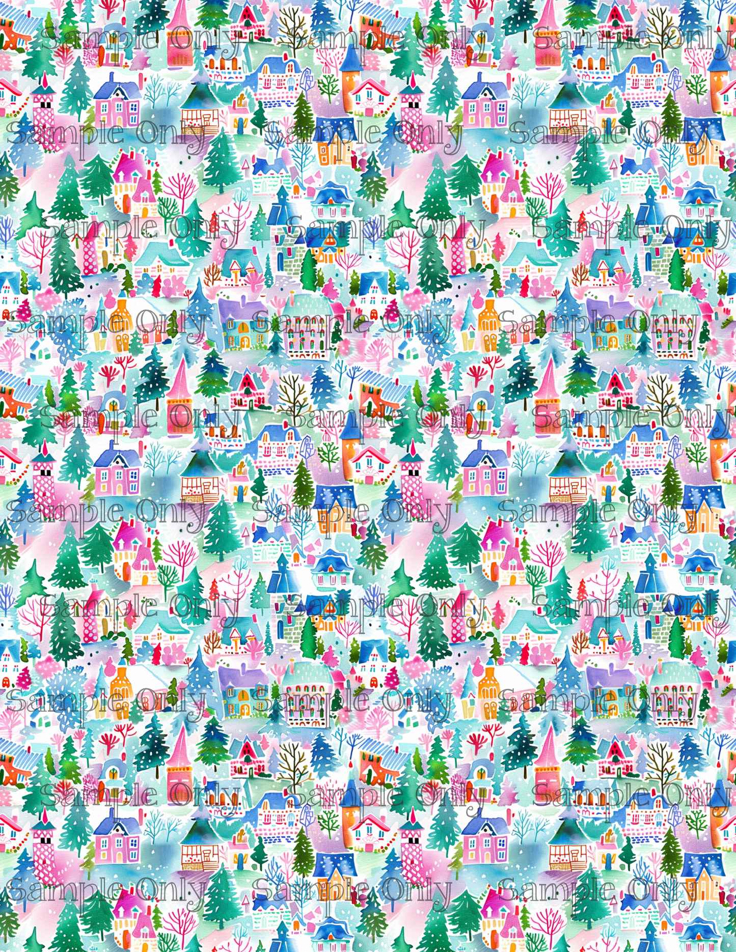 Christmas Houses Style 3 Pattern Image Sheet For Polymer Clay Transfer Decal DIGITAL FILE OR PRINTED