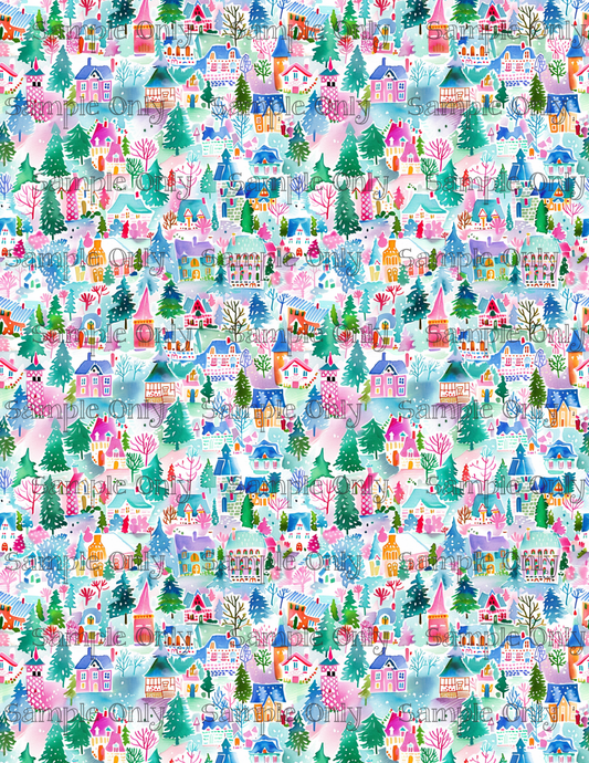 Christmas Houses Style 3 Pattern Image Sheet For Polymer Clay Transfer Decal DIGITAL FILE OR PRINTED