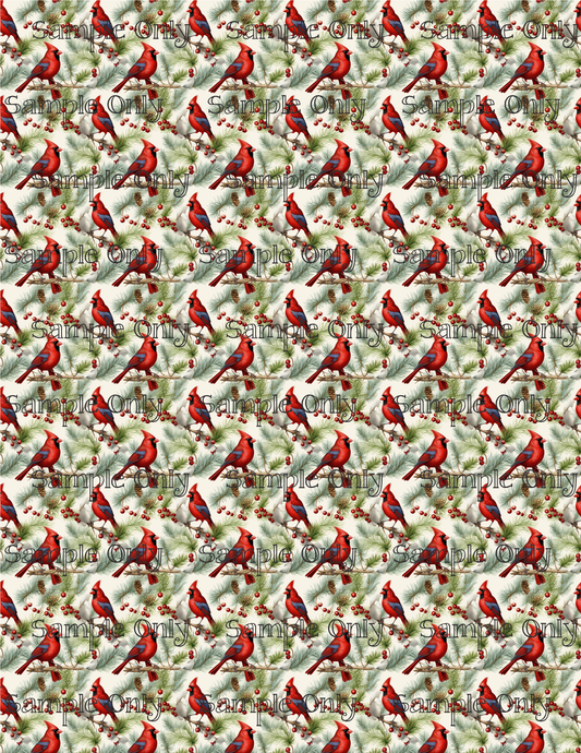 Christmas Cardinal Birds Pattern Image Sheet For Polymer Clay Transfer Decal DIGITAL FILE OR PRINTED