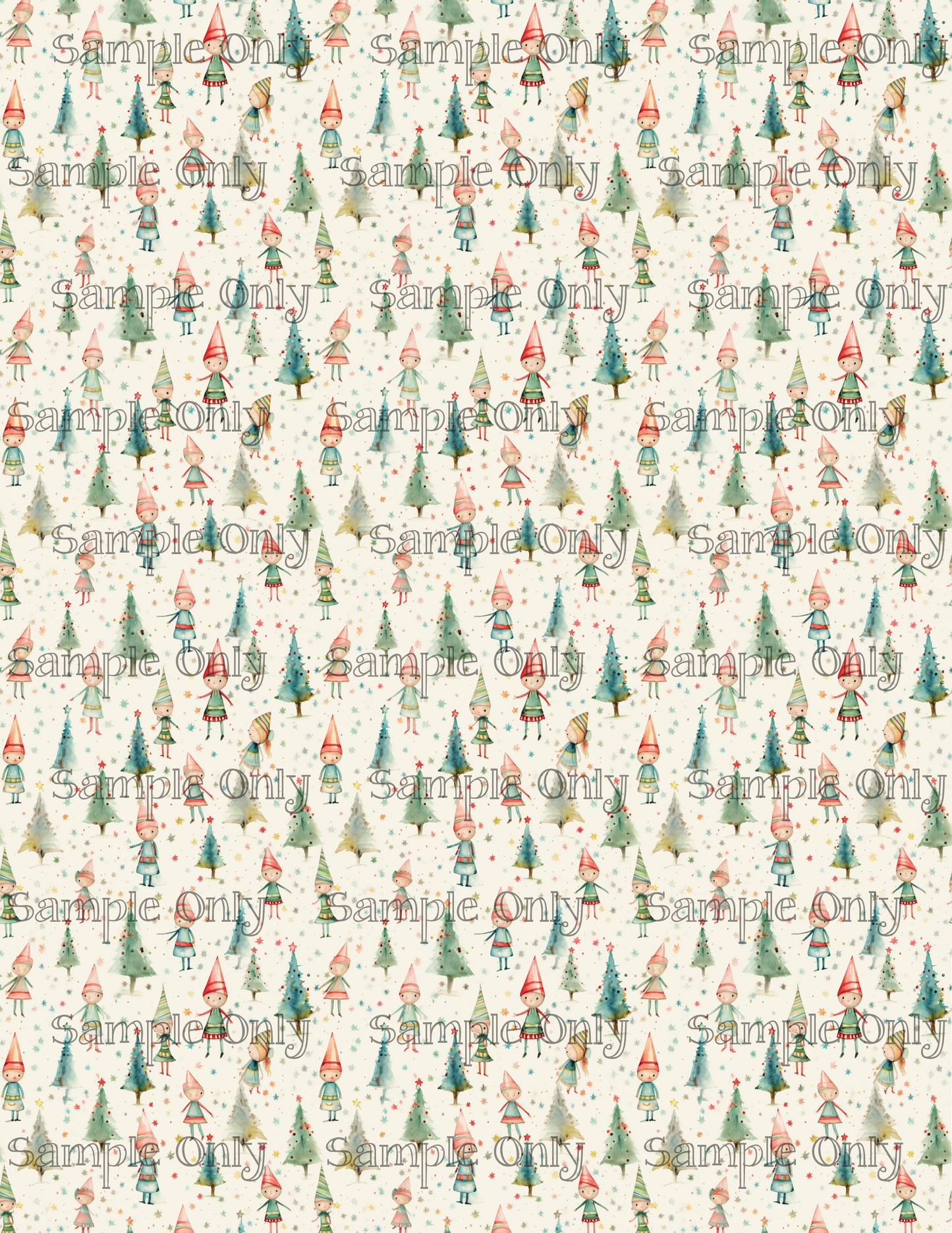 Christmas Elves Pattern Image Sheet For Polymer Clay Transfer Decal DIGITAL FILE OR PRINTED