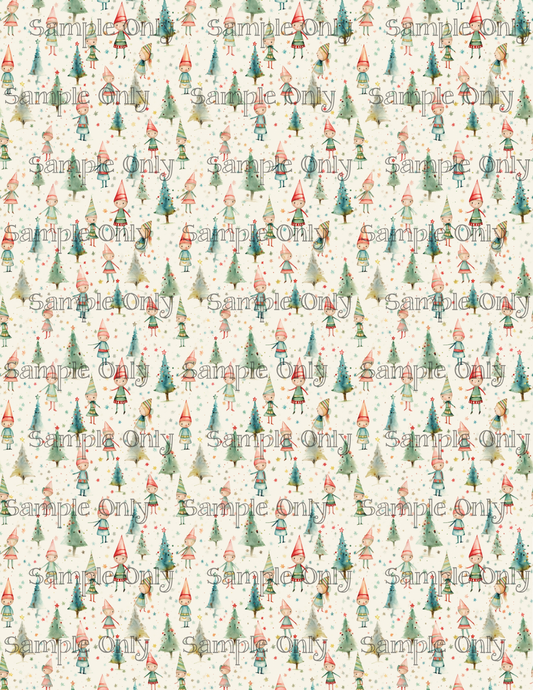 Christmas Elves Pattern Image Sheet For Polymer Clay Transfer Decal DIGITAL FILE OR PRINTED