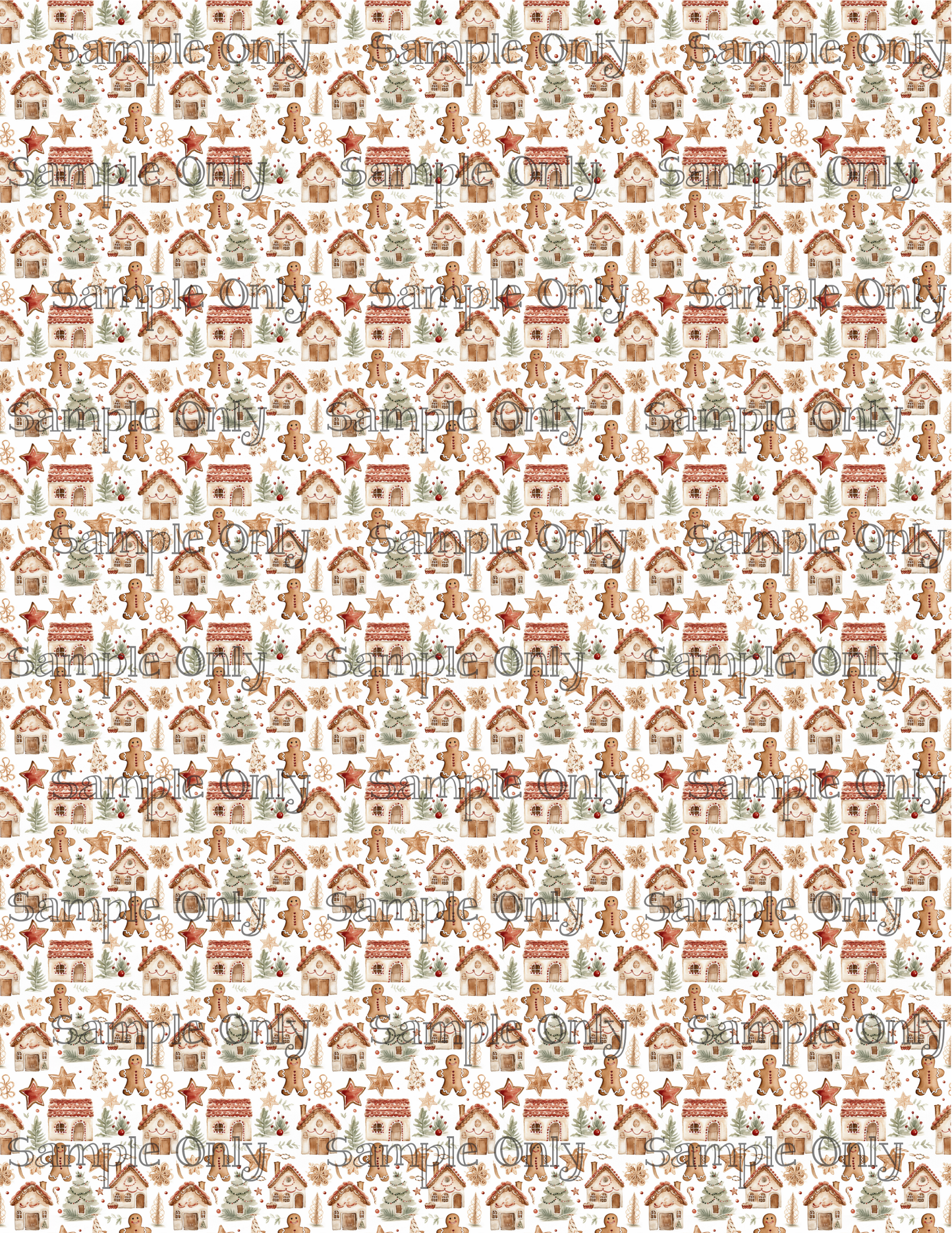 Christmas Gingerbread Pattern Image Sheet For Polymer Clay Transfer Decal DIGITAL FILE OR PRINTED