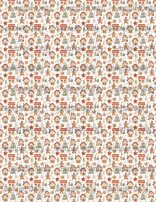 Christmas Gingerbread Pattern Image Sheet For Polymer Clay Transfer Decal DIGITAL FILE OR PRINTED