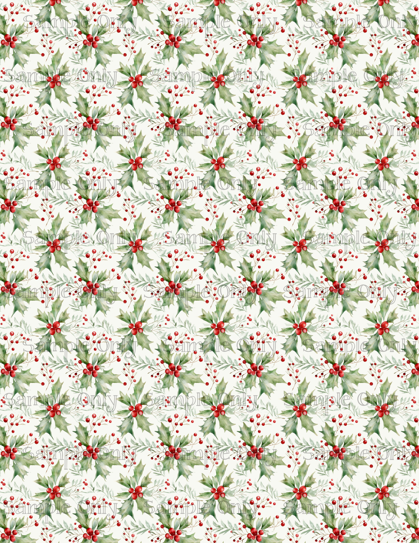 Christmas Holly Pattern Image Sheet For Polymer Clay Transfer Decal DIGITAL FILE OR PRINTED