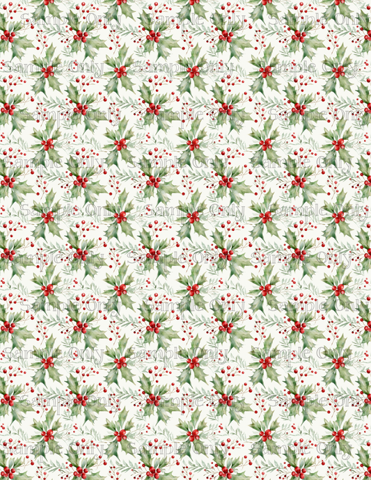 Christmas Holly Pattern Image Sheet For Polymer Clay Transfer Decal DIGITAL FILE OR PRINTED