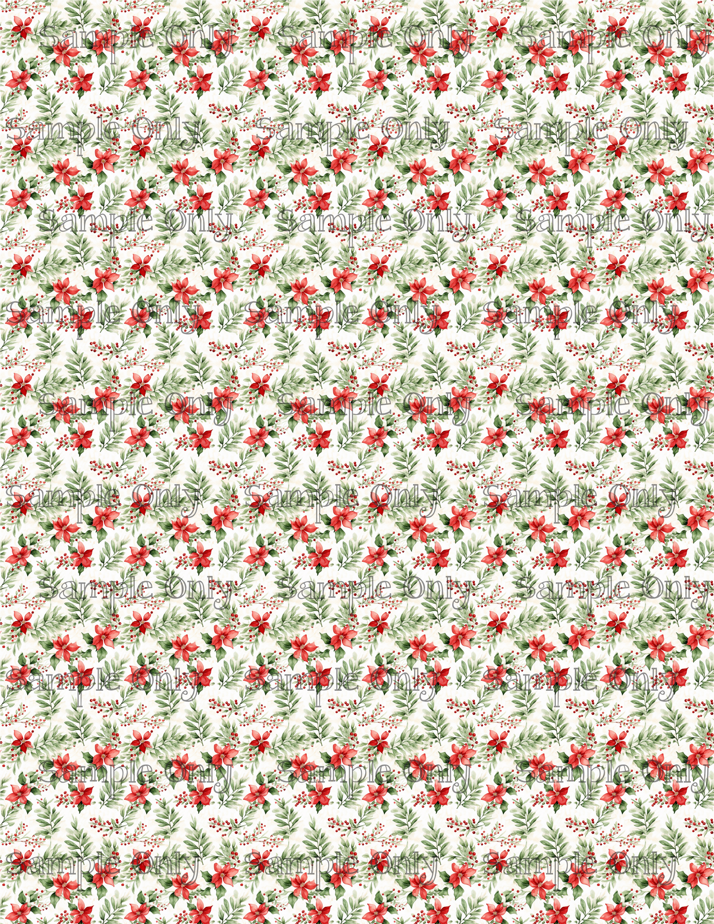 Christmas Poinsettia Flowers 01 Pattern Image Sheet For Polymer Clay Transfer Decal DIGITAL FILE OR PRINTED