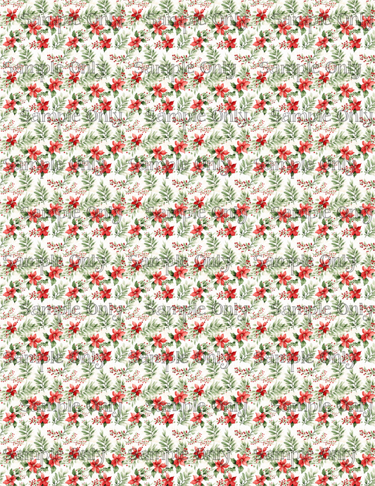 Christmas Poinsettia Flowers 01 Pattern Image Sheet For Polymer Clay Transfer Decal DIGITAL FILE OR PRINTED