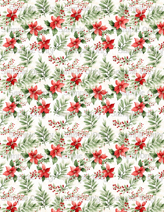 Christmas Poinsettia Flowers 02 Pattern Image Sheet For Polymer Clay Transfer Decal DIGITAL FILE OR PRINTED