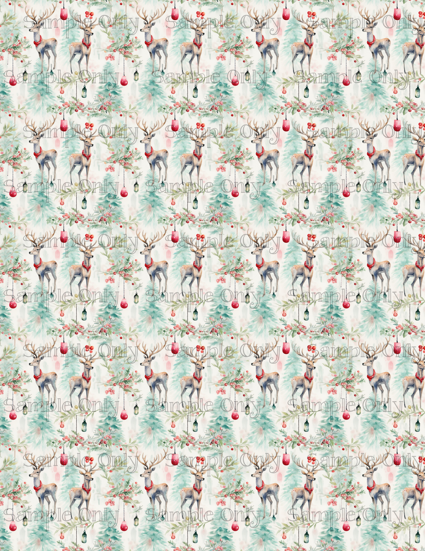 Christmas Reindeer 01 Pattern Image Sheet For Polymer Clay Transfer Decal DIGITAL FILE OR PRINTED