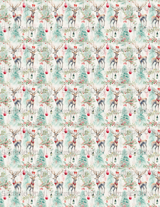 Christmas Reindeer 01 Pattern Image Sheet For Polymer Clay Transfer Decal DIGITAL FILE OR PRINTED