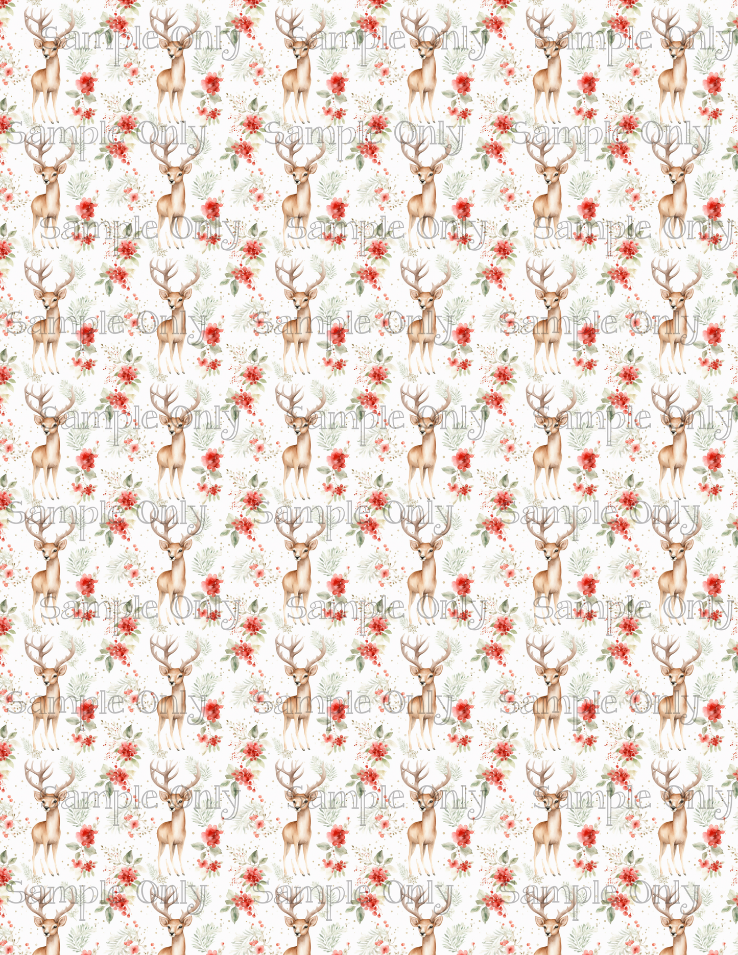 Christmas Reindeer 02 Pattern Image Sheet For Polymer Clay Transfer Decal DIGITAL FILE OR PRINTED