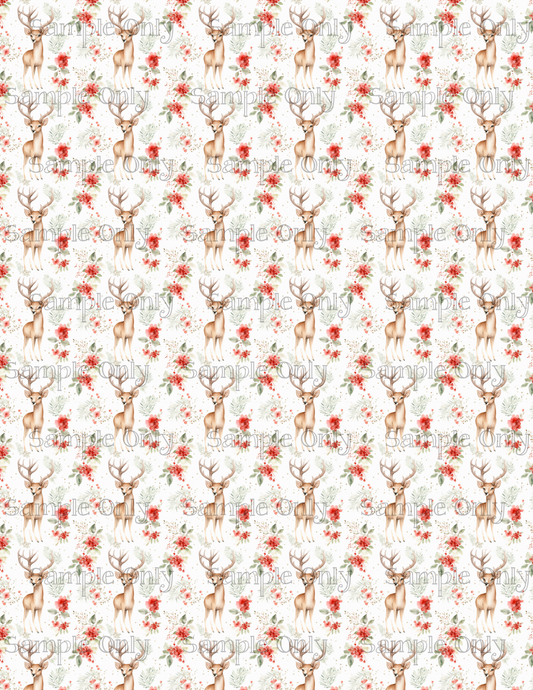 Christmas Reindeer 02 Pattern Image Sheet For Polymer Clay Transfer Decal DIGITAL FILE OR PRINTED