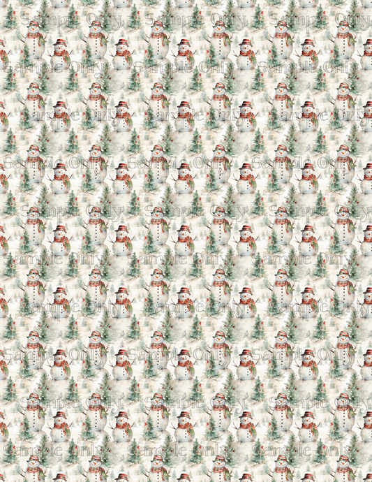 Christmas Snowman 02 Pattern Image Sheet For Polymer Clay Transfer Decal DIGITAL FILE OR PRINTED