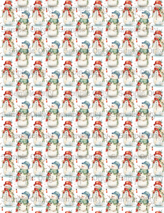 Christmas Snowman 03 Pattern Image Sheet For Polymer Clay Transfer Decal DIGITAL FILE OR PRINTED