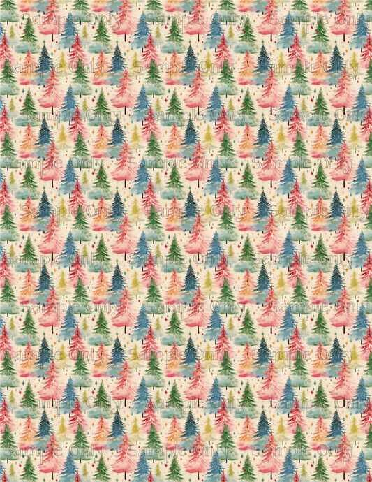 Christmas Trees 03 Pattern Image Sheet For Polymer Clay Transfer Decal DIGITAL FILE OR PRINTED