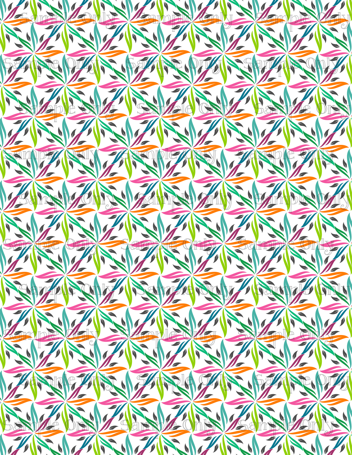 Colorful Abstract Leaves Pattern Image Sheet For Polymer Clay Transfer Decal DIGITAL FILE OR PRINTED