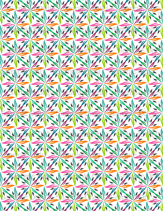 Colorful Abstract Leaves Pattern Image Sheet For Polymer Clay Transfer Decal DIGITAL FILE OR PRINTED