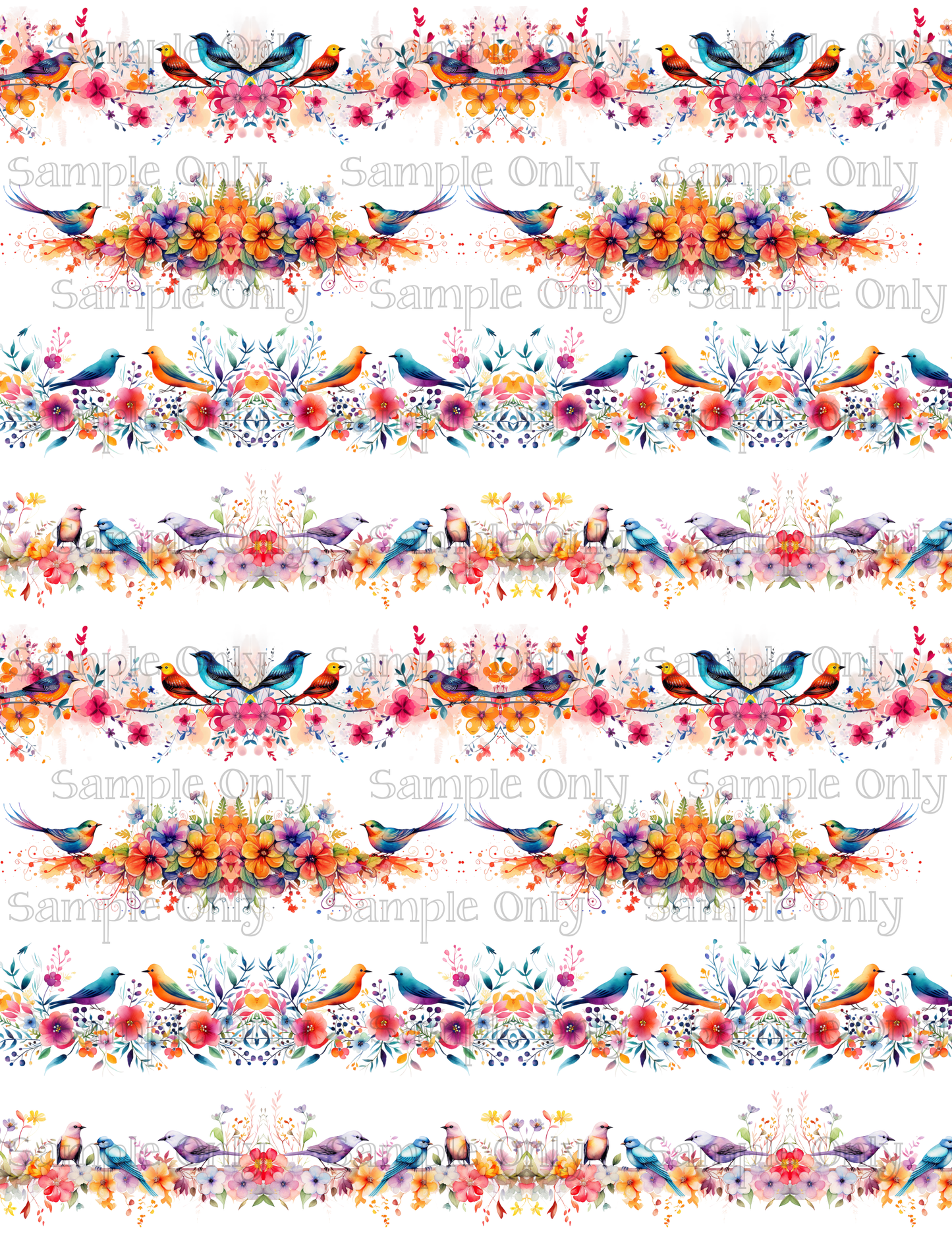 1 Inch Colorful Bird Border Pattern Image Transfer Sheet For Polymer Clay