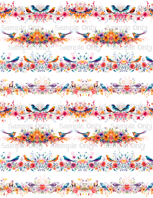 1 Inch Colorful Bird Border Pattern Image Transfer Sheet For Polymer Clay
