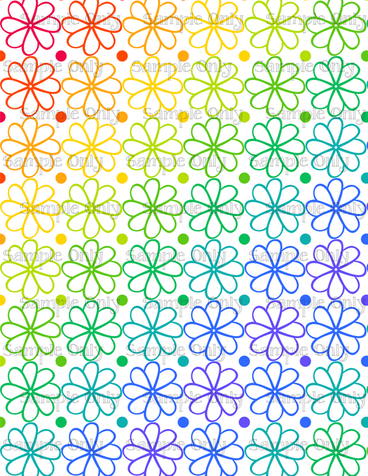 Colorful Doodle Flowers Pattern Image Sheet For Polymer Clay Transfer Decal DIGITAL FILE OR PRINTED