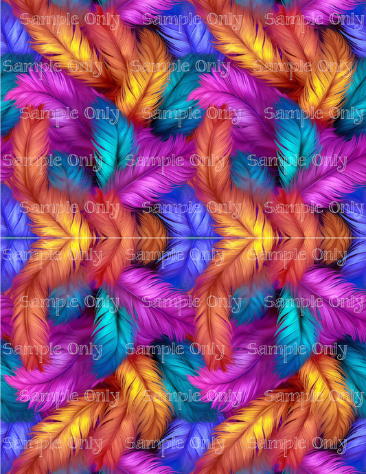 Colorful Feathers Set-06 Image Sheet For Polymer Clay Transfer Decal DIGITAL FILE OR PRINTED