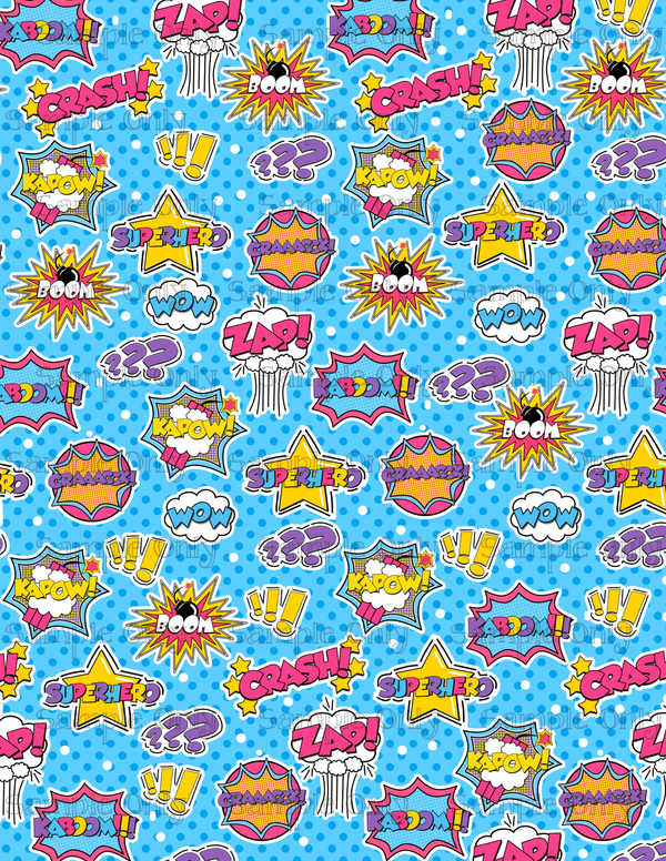 Comic words set 02 pattern image sheet for polymer clay transfer decal