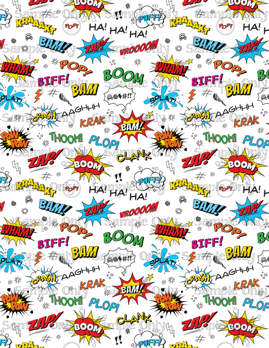 Comic Words Set-03 Pattern Image Sheet For Polymer Clay Transfer Decal DIGITAL FILE OR PRINTED